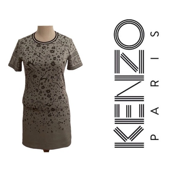 Kenzo Dresses & Skirts - Kenzo Designer T-Shirt Dress Grey Logo Short Sleeve size L